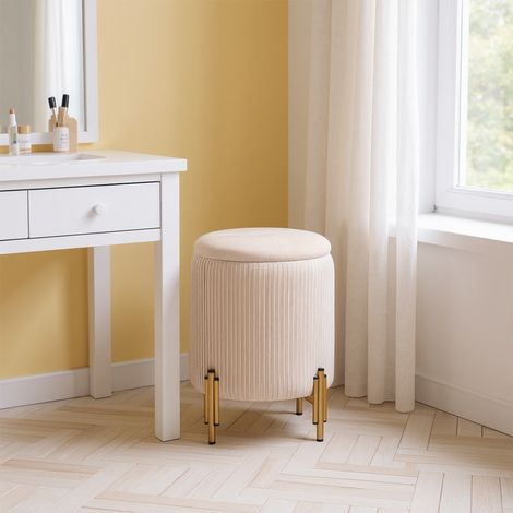 Modern Pleated Storage Ottoman with Metal Base (1/3)