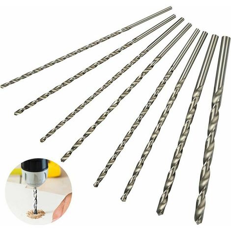 Jeu de forets extra longs 8cps 200 mm, diamètre 4 mm, 4,2 mm, 4,5 mm, 5 mm, 5,2 mm, 6 mm, 8 mm, 10 mm (1/5)