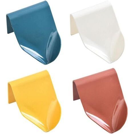 FENOPLASTICALot de 4 porte-savons muraux sans perçage avec drainage, porte-savon éponge pour douche, salle de bain, cuisine (blanc et bleu, rouge et jaune) (1/5)