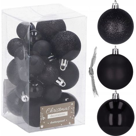 PALLINE DI NATALE 25 pezzi. PER L'ALBERO SET INDESTRUTTIBILI PALLINA NERE