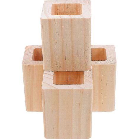 Coussins rehausseurs de meubles en bois massif (ensemble de 4 pièces), compatibles avec les coussins rehausseurs de canapé, dimensions respectives 6x5x5cm et 6x3,1x3,1cm, coussins de support en bois k (1/5)