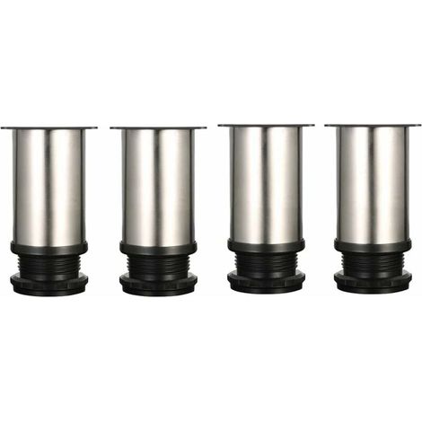 Ulisem 4 patas ajustables de 8 cm de altura, patas de gabinete gruesas, patas de mesa, patas de muebles, acero inoxidable cepillado, altura ajustable de 0 a 15 mm, vienen con tornillos de acero inoxid