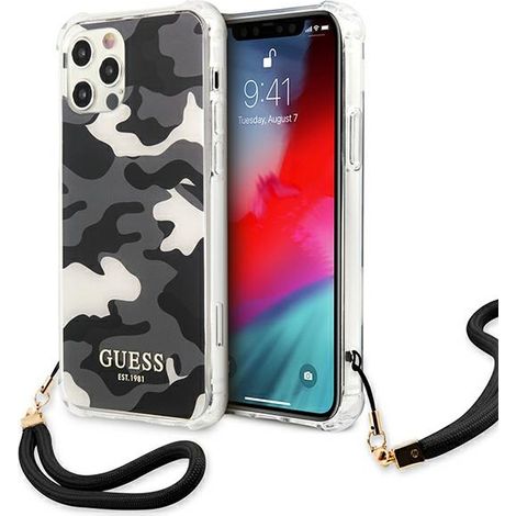 Funda rígida Guess GUHCP12LKSARBK para iPhone 12 Pro Max de 6,7 pulgadas, color negro/negro, colección Camo. (1/5)
