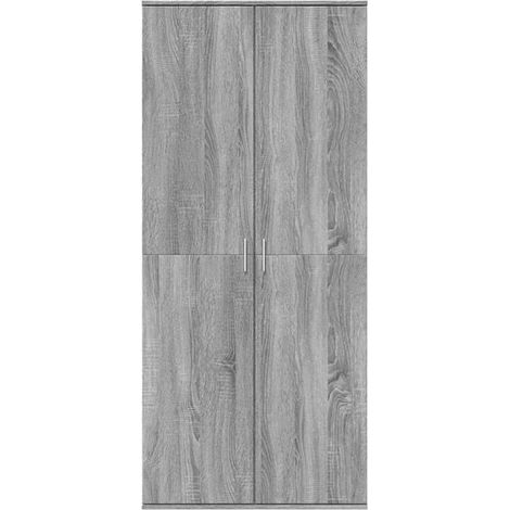 Buffet de Cuisine Gris Sonoma 80x35x180 cm, Meuble Rangement Haut en Bois d'Ingénierie avec Portes et Étagères pour Salle à Manger (1/5)