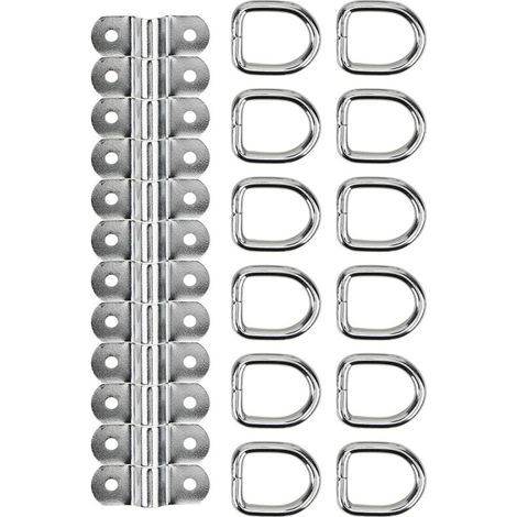 Crochet d'arrimage pour remorque automobile – Anneau en D renforcé acier galvanisé – 4 pièces, charge max 1 500 kg (1/5)