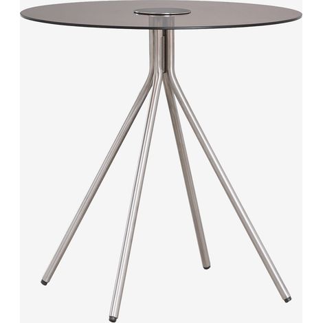 Mesa auxiliar redonda en acero inoxidable y vidrio templado Itsoro SKLUM       