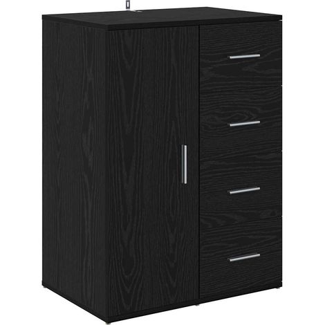 Buffet,Meuble de Rangement,Bahut avec tiroir Chêne noir 59 x 39 x 80 cm Bois d'ingénierie CFW570294 (1/5)
