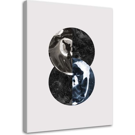 Tableau sur toile Abstrait Cercle Noir et Blanc 60x90 (1/5)