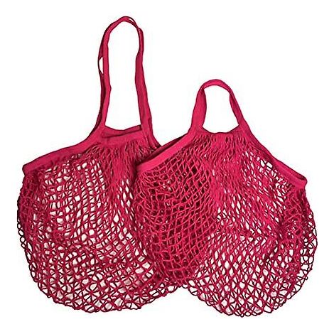 Lot de 2 sacs à provisions en filet rose vif (1/3)