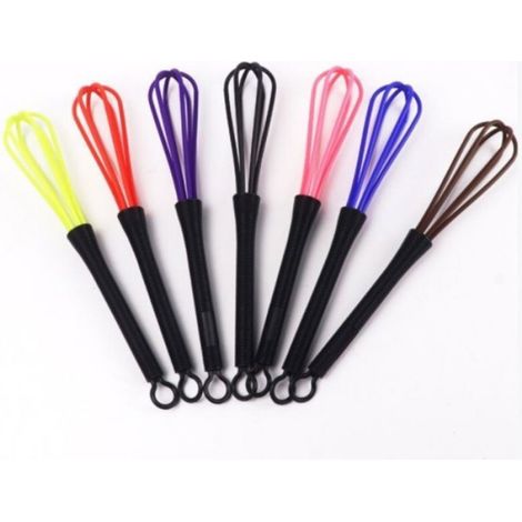 Fouet - 7 Pièces - Plastique - Pour Teinture Cheveux et Cuisine - 18,4 cm - Lot Complet
