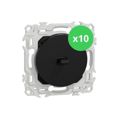 Schneider - Odace 2025 - LOT de 10 Va et Vient ou Poussoir u00e0 levier - Noir onyx - Ru00e9f : S940203 x 10 (1/5)