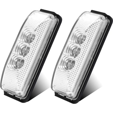 Feux de Gabarit Latéraux LED,4 Inch 3-LED Indicateur de Position Feux de Position Latéraux Arrière pour 12V-24V Voiture Remorque Camion Lorry Caravan Bus (Blanc, 2X) (1/5)