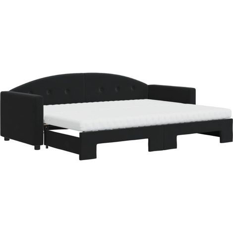 Maison Exclusive - Lit de jour avec lit gigogne et matelas noir 80x200 cm velours