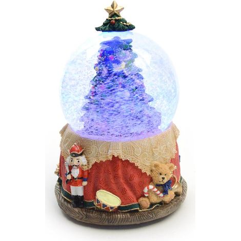 Carillon palla di neve in poliresina con musiche e luci per decorazioni natalizie