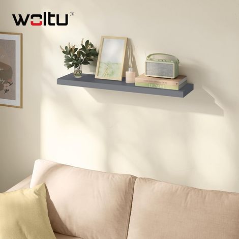 WOLTU 1x Wandregal, Schweberegal MDF Schweberegal, Freischwebendes Regal, für Büro Wohnzimmer Schlafzimmer Küche, 90x22.9x3.8 cm, Dunkelgrau (1/5)