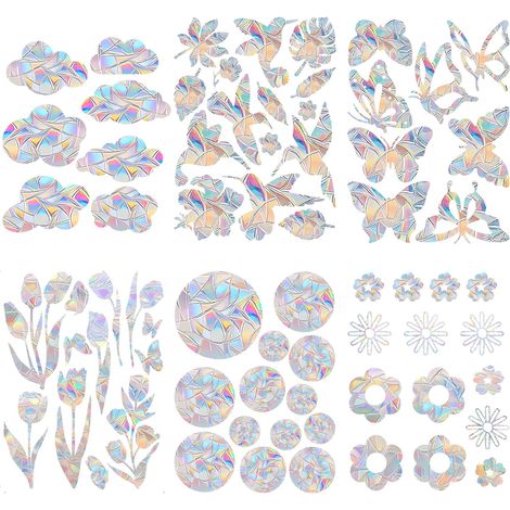 69 Suncatcher Sticker Effet Arc en Ciel Rainbow Prism Autocollant en Verre Anti Collision Sans Colle Adhérence Électrostatique Sans Résidus Décoration Lumineuse pour Maison et Bureau (6 Modèles) (1/5)