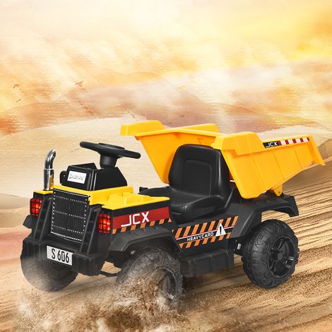 Voiture Electrique Camion Benne à Batterie 12V pour Enfants Vitesse Max : 5 km/h Télécommande Fonction Lumineuses Sonores Jaune Maison Chic (1/4)