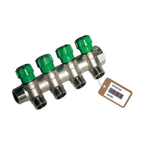 COLLETTORE LINEARE CON RUBINETTI D'ARRESTO 4 DERIVAZIONI IMPEX F-BRICO 3/4 x 1/2