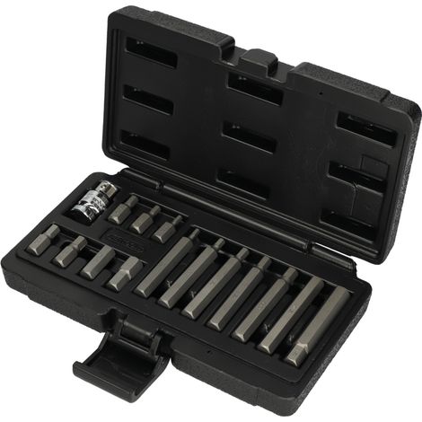 Kstools – Coffret d'embouts 15 pièces 6 pans mâles 4-5-6-7-8-10-12 mm – Acier S2 renforcé pour durabilité – Adaptateur 1/2" inclus