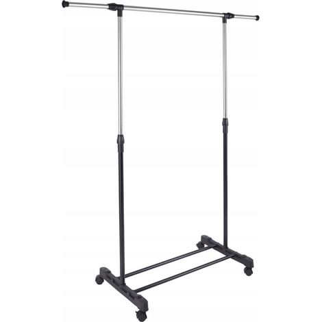 Cintre métallique sur roulettes – Hauteur réglable 100-170 cm – Largeur 80 cm – Charge max 6 kg – Pour vêtements et accessoires