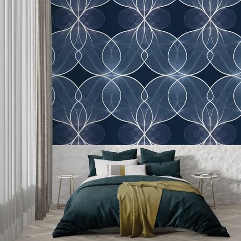 Papier peint geometrique cercles lumineux 2 - 150 x 250 cm (1/2)