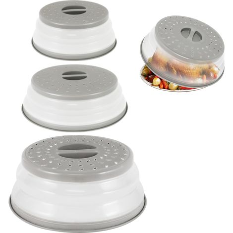 Lot de 3 Couvercle Micro-ondes Pliable TPR Sans BPA, Ventilé Grand Moyen Petit Pour Cuisine