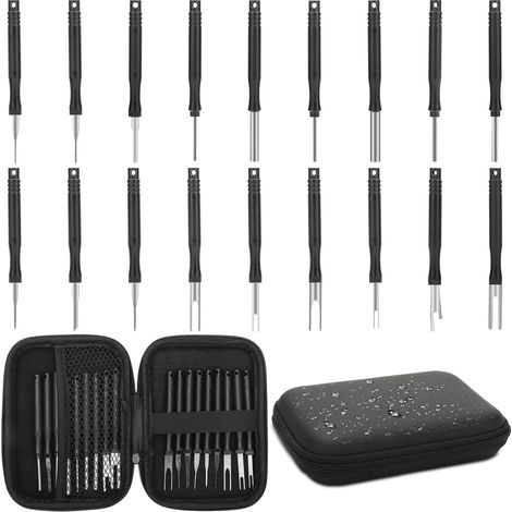Kit de 18 outils de retrait de connecteurs automobiles, manches longs avec boîte (1/5)