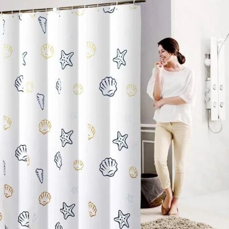 Rideau de douche imperméable, 180 x 200 cm, en polyester épais pour la séparation de la fenêtre de la salle de bain,Monde marin (1/4)