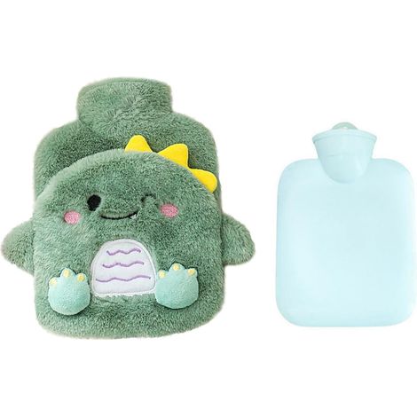 Peluche Bouillotte Dinosaure, Bouillottes Mignonne Bouillotte eau Chaude Enfant Petite Bouillotte par Temps Froid Bon Cadeau pour La Famille Amie, 500ml (1/5)