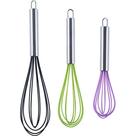 Fouet Ballon - Ensemble 3 Pièces Silicone Et Acier Inoxydable - Pour Lait Œufs Pâte À Crêpes Vinaigrette - 20 cm 25 cm 30 cm (1/5)