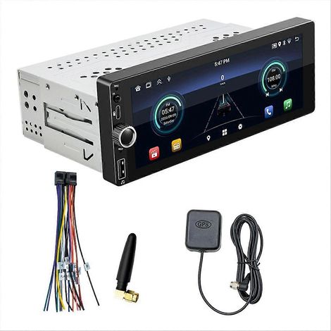 Autoradio MP5 1 DIN 6,86 pouces avec écran portable Bluetooth, navigation, Carplay sans fil et Android Auto (2+32 Go) (1/5)
