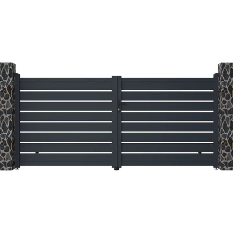Set cancello a battente L350 x H158 cm + Motore RIVE in Alluminio Antracite - PRIMO