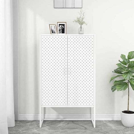 Buffet - Armoire de rangement Enfilade haut Blanc 80x35x135 cm Acier BV688483 - BonneVie (1/5)