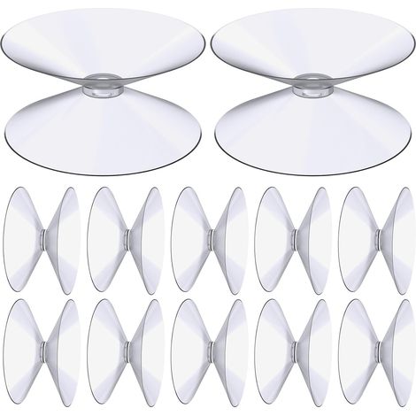Ventouses Double Face, 12 Pièces 4 cm Ventouses Transparentes, Extra Fortes PVC Plastique Suspension Rideau Isolant Ventouse pour Miroir De Table En Verre, Miroir de fenêtre de salle (1/5)