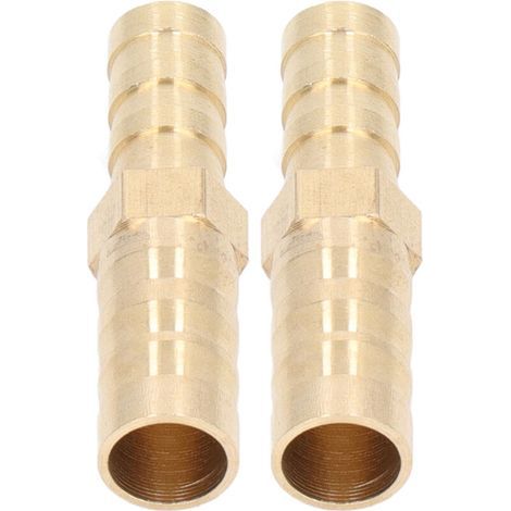 2 Barbed Fittings, Brass Hose Reducers, Barbed Hex Connectors, 10 mm (3/8 in) to 8 mm (5/16 in) (1/5)