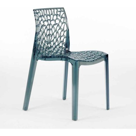 Grand Soleil – Chaise empilable transparente en polycarbonate – Hauteur d'assise 43 cm – Design nid d'abeille pour salle à manger et extérieur