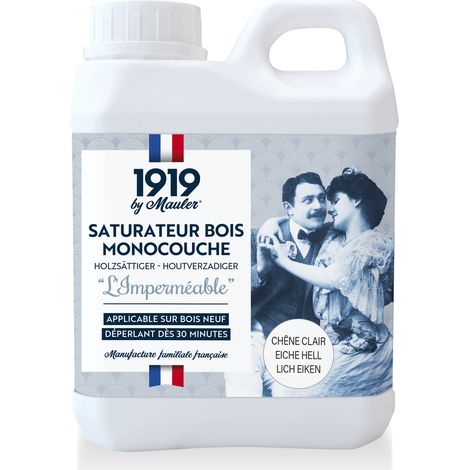 Saturateur bois monocouche déperlant - 10L Mat Chêne Clair - Protection terrasse UV et intempéries - L'imperméable 1919 by Mauler