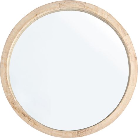 Spiegel Tiziano mit natürlichem Shabby-Holzrahmen ø 52 cm für Bad und Wohnzimmer