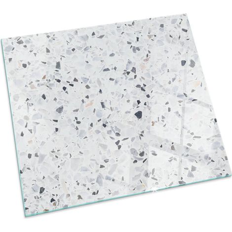 Piastra per Camino di Vetro Temperato Protezione per Caminetto dal Calore Resistente a Scintille e Graffi Motivo in pietra Quadrato 50x50 (1/5)