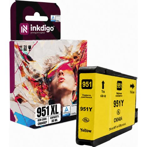 Inchiostro Inkdigo 951 XL compatibile con la stampante multifunzione HP OfficeJet Pro 251dw 8615e, certificato TÜV. (1/5)