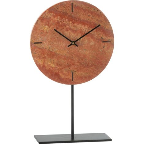 Horloge ronde en pierre terracotta - terracotta et noir (1/3)