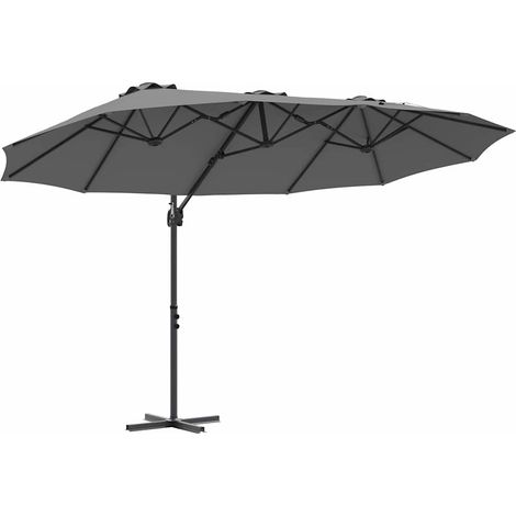 Parasol inclinable pratique moderne 372 x 198 x 243 cm en polyester anthracite