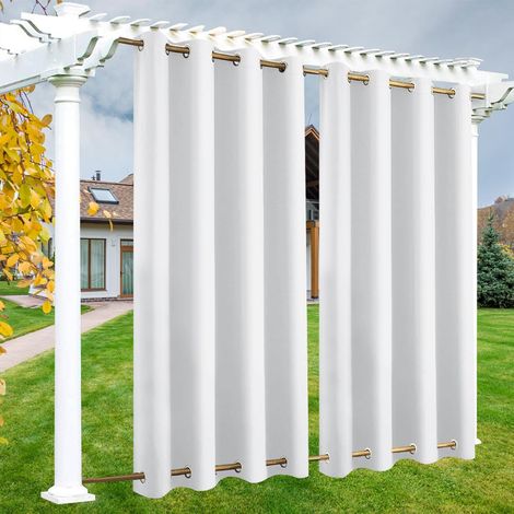 Rideau Extérieur Imperméable - 1 Pièce - Polyester Occultant - Protection UV Et Vent - Pour Pergola Terrasse Jardin - 132x140cm (1/5)