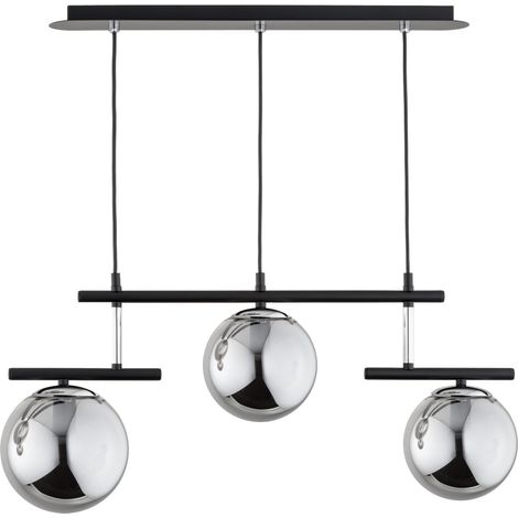 Suspension moderne noir/argent boules fumées 3xE14 Alfa (1/2)