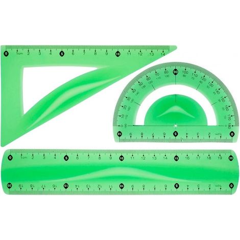 Geometrisches Set mit 20 cm Lineal. Grün.
