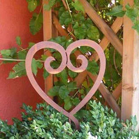 Cœur Décoratif en Métal Effet Rouille Swing pour Jardin et Intérieur - 20 x 21 cm - PANGIVO