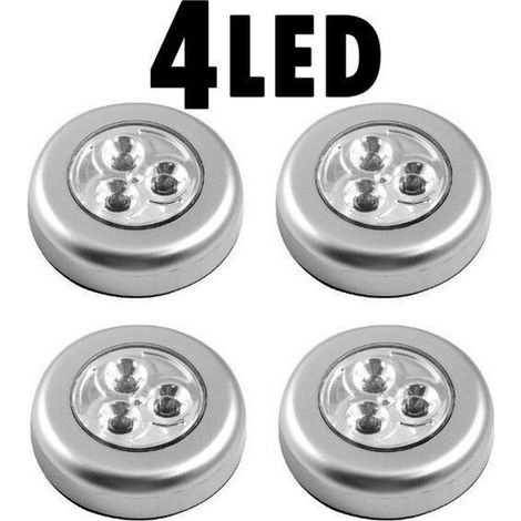 Lámpara LED autoadhesiva de 4 partes, alimentada por pilas, con botón pulsador. (1/5)