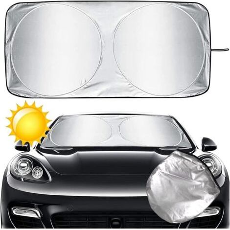 Pare-Brise-Soleil Pare Soleil Voiture，Pare-soleils Intérieur Pliable Pare Soleil Pare Brise，pour Voiture Anti UV et la Chaleur (Small), argent