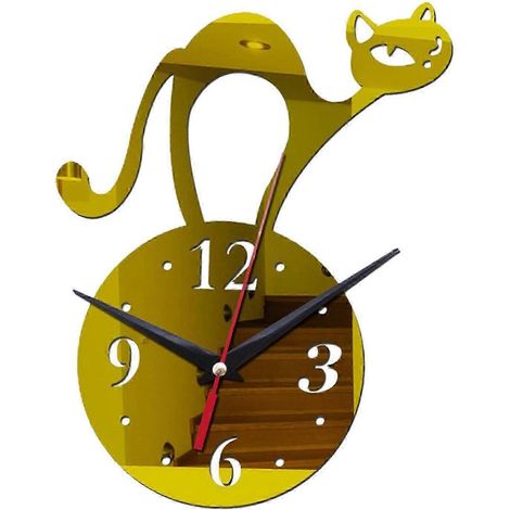 Horloge murale miroir facile à lire, forme irrégulière, idéale pour la décoration de la chambre à coucher.-Gold