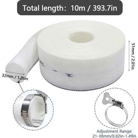 10 m Förderschlauch Ø 1 1/4" (32 mm) Flacher Textilschlauch mit Schlauchschelle Pumpenschlauch für Tauchpumpen oder Schmutzwasserpumpen (1/5)